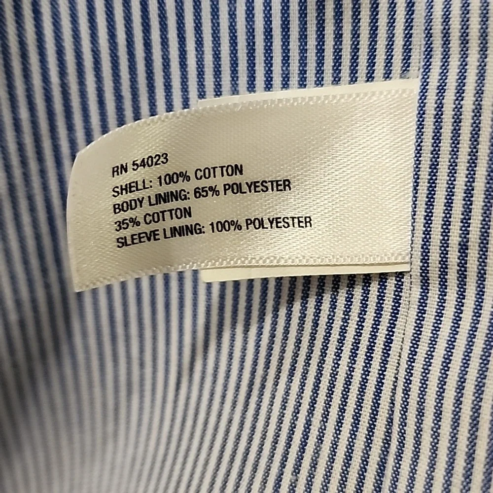 Gap Blazer Cotton Twill Striped Lined 2 Button Front Classic Khaki Preppy size L